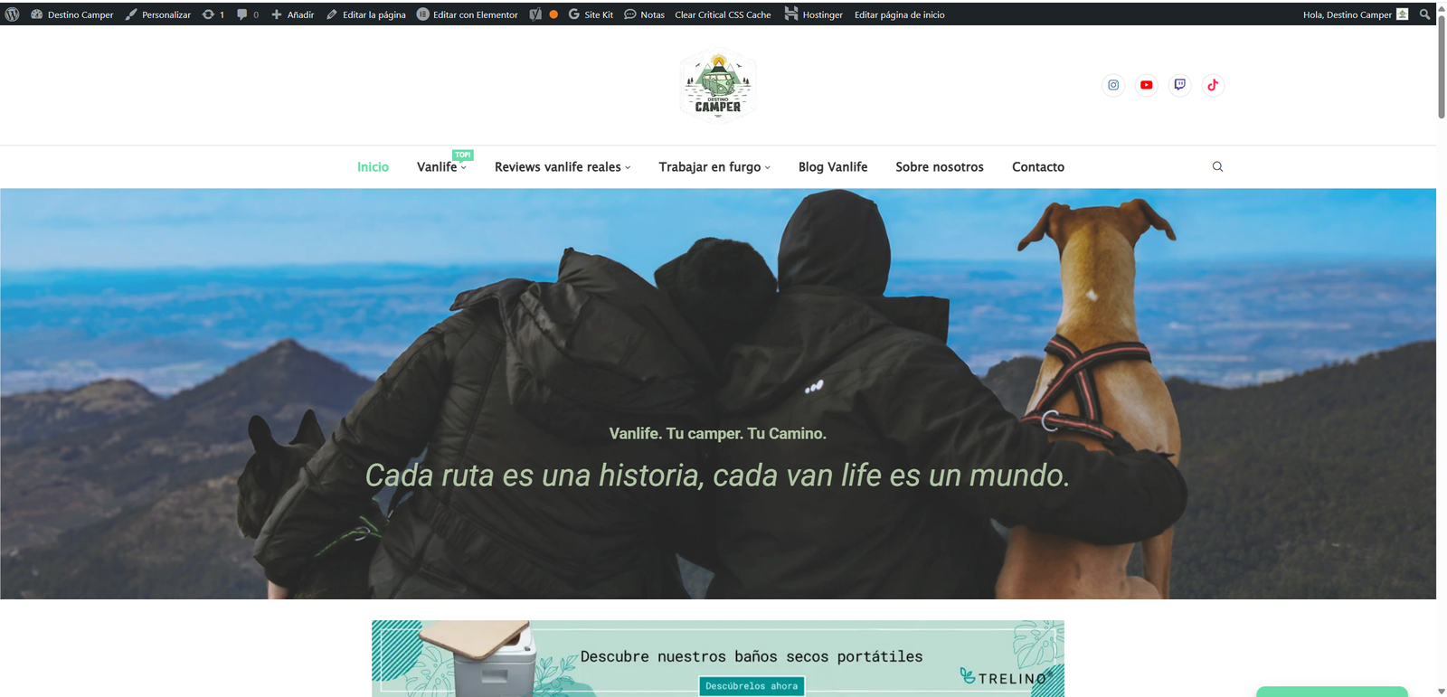 editando destinocamper desde el mejor hosting economico para blog vanlife