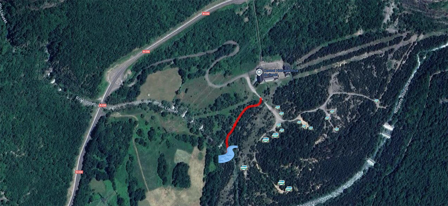 verano en camper junto al río mapa de aparcamientos y rio