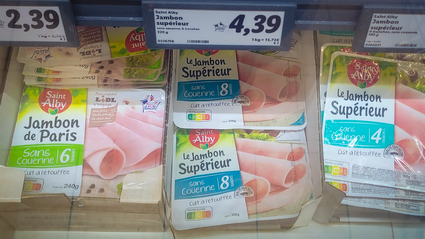 hacer la compra en Francia jamon york por cantidad de lonchas