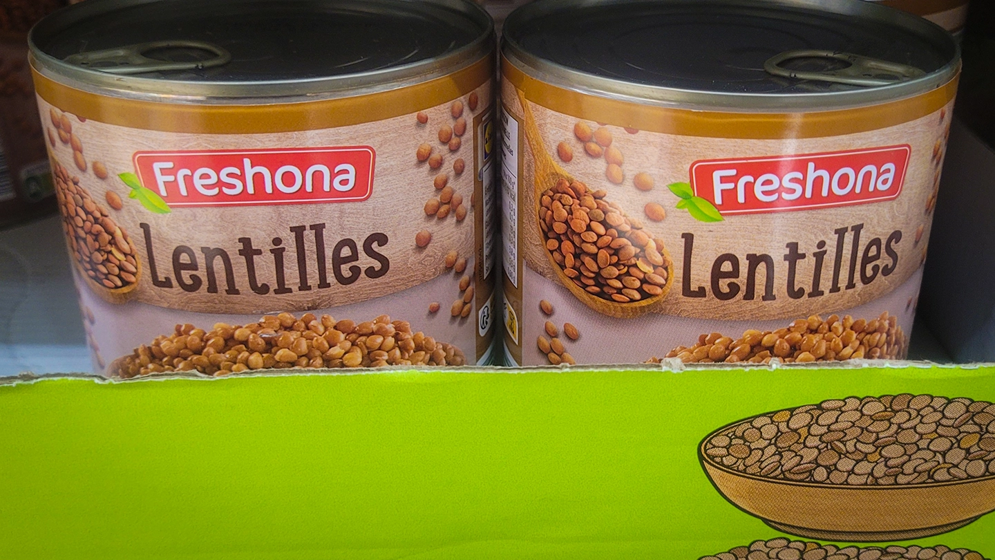 hacer la compra en Francia lentejas lata no hay de cristal