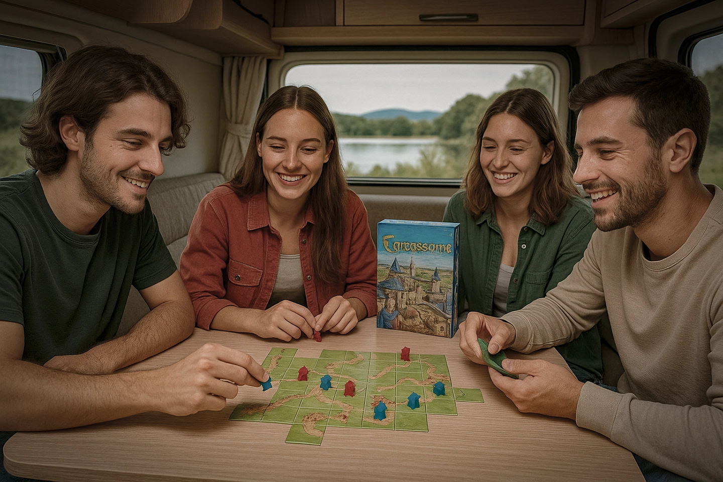 juegos de mesa para camper jugando partida en furgo juegos de mesa para camper jugando partida en furgo