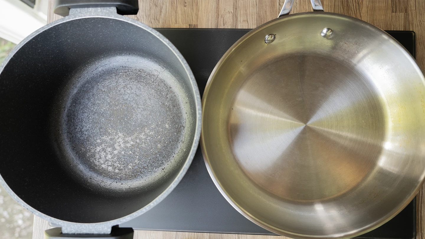 sartenes de acero inoxidable comparar con antiadherentes