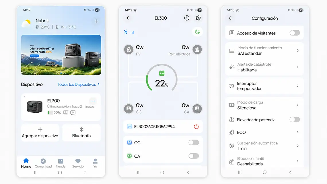 opinion review estacion de carga bluetti elite 300 App de bluetti destino camper