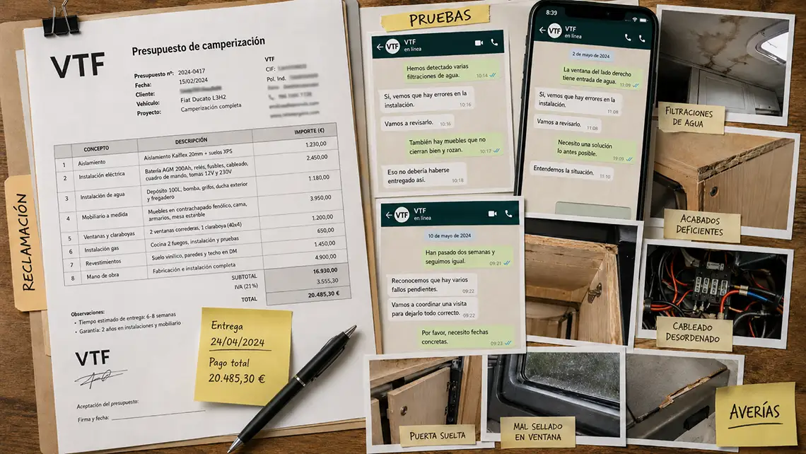 reclamar una camperización recopilación de pruebas